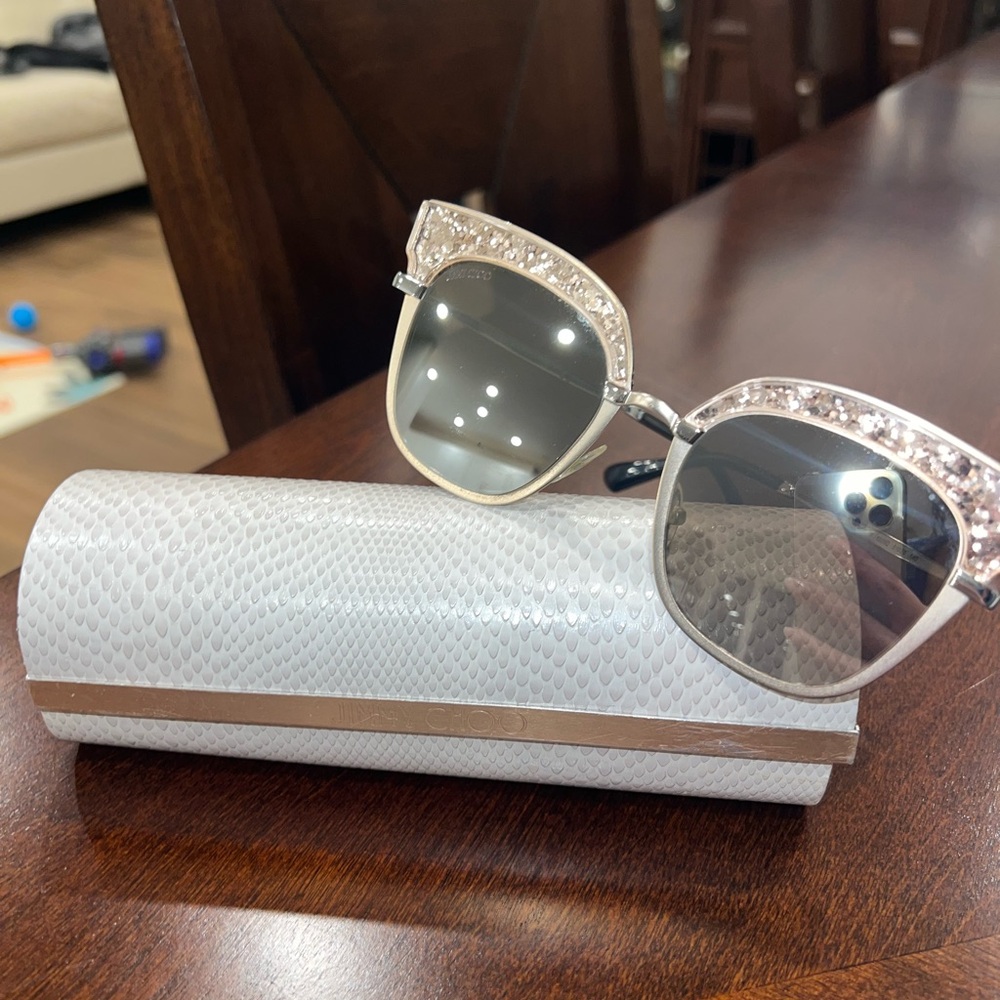 Jimmy Choo Cat Eye Glitter Rimmed Sunglasses